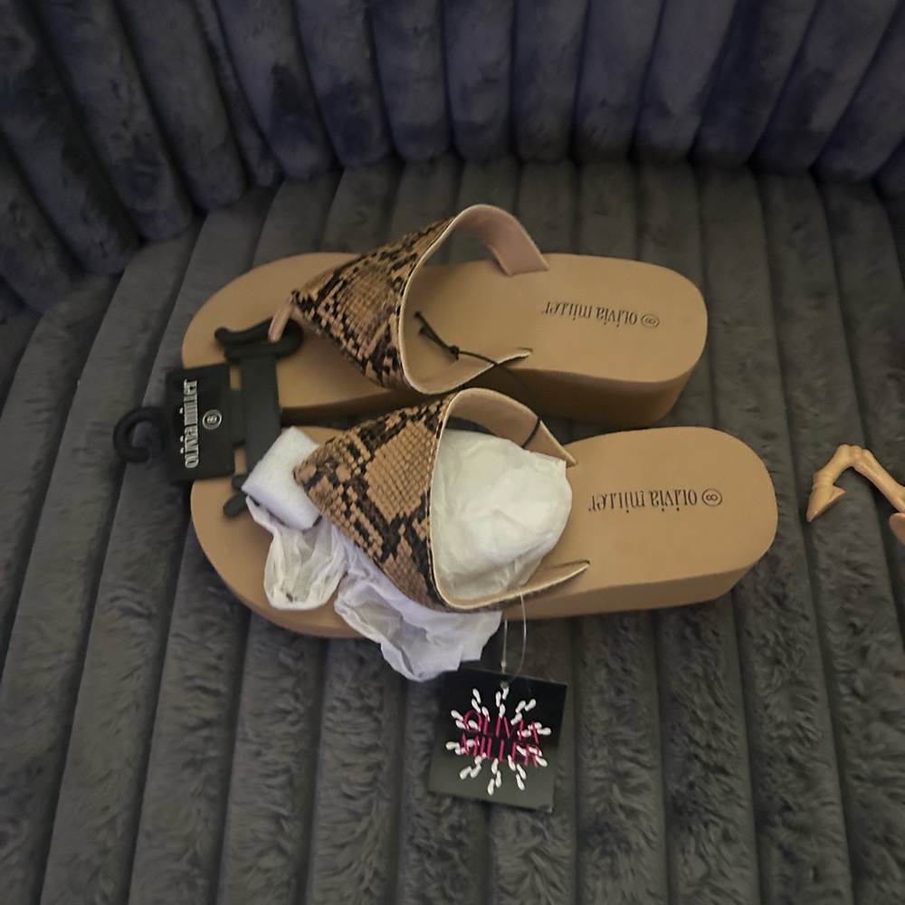 Olivia Miller Snakeskin Thong Sandals - Picture 3 of 4